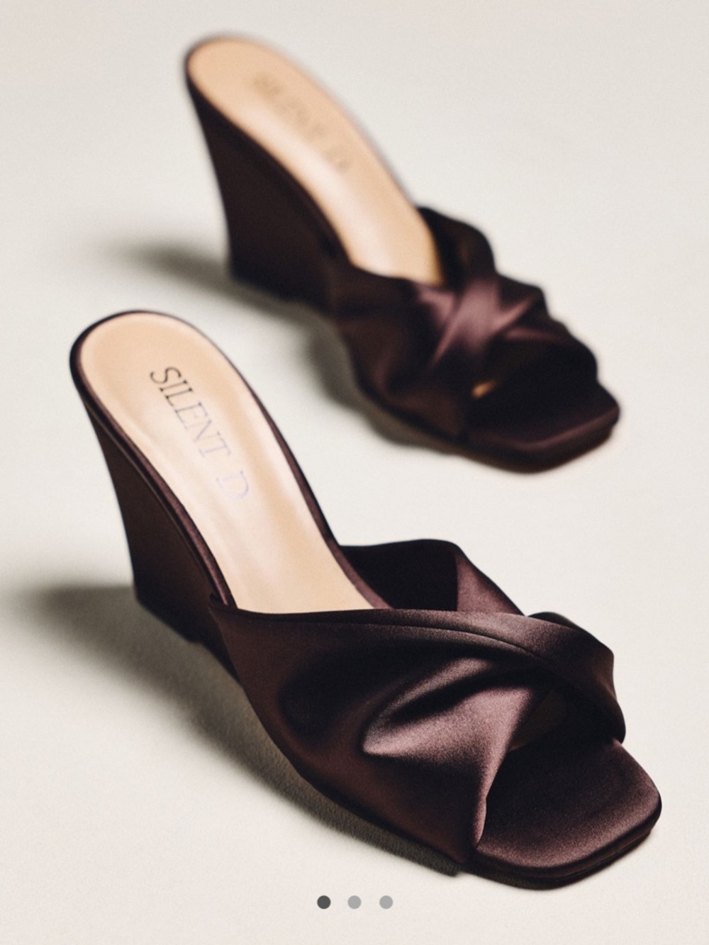 Anthropologie Satin Knot Wedges in Dark Brown